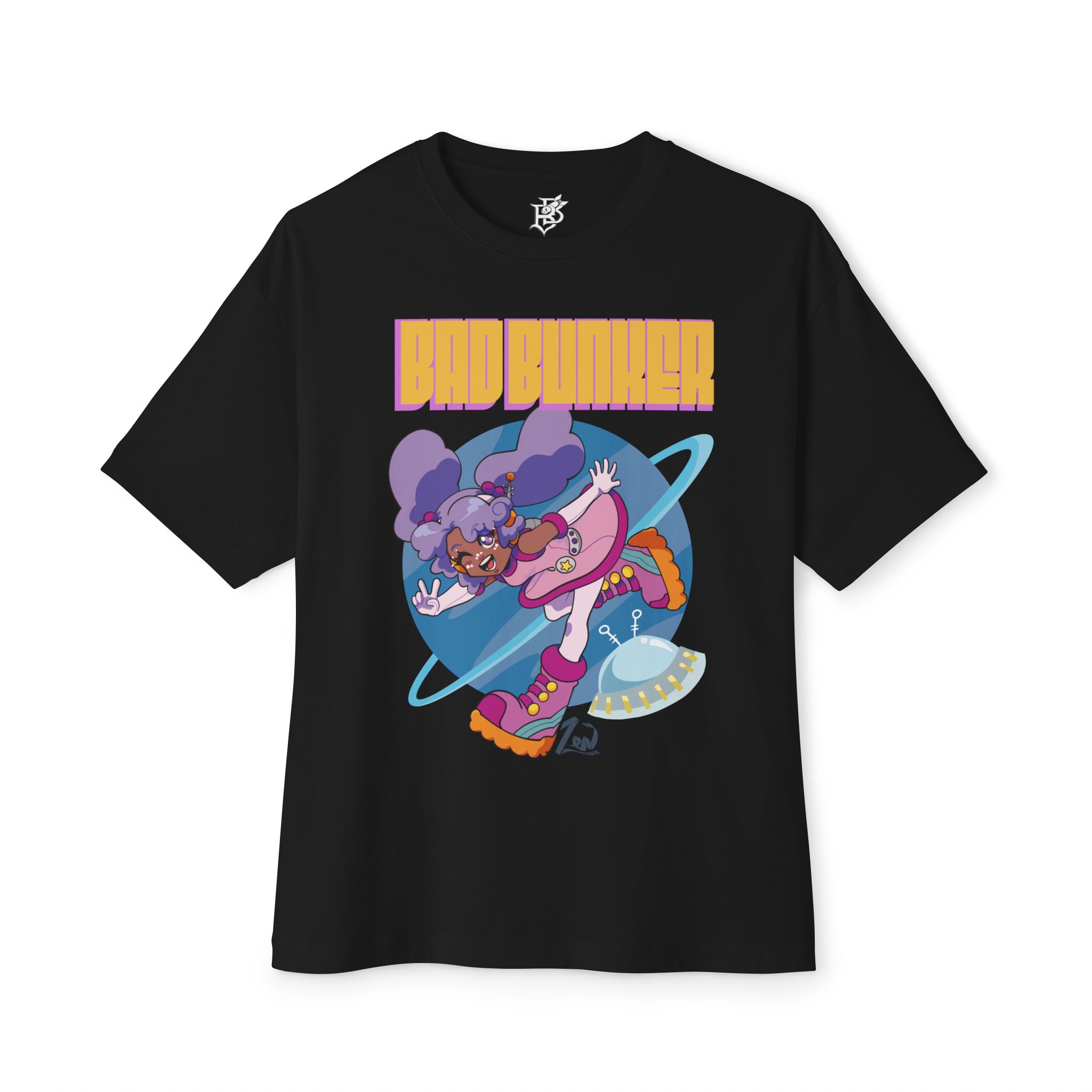 Bad Bunker Saturn Girl - Unisex Oversized Boxy Tee - Image 9