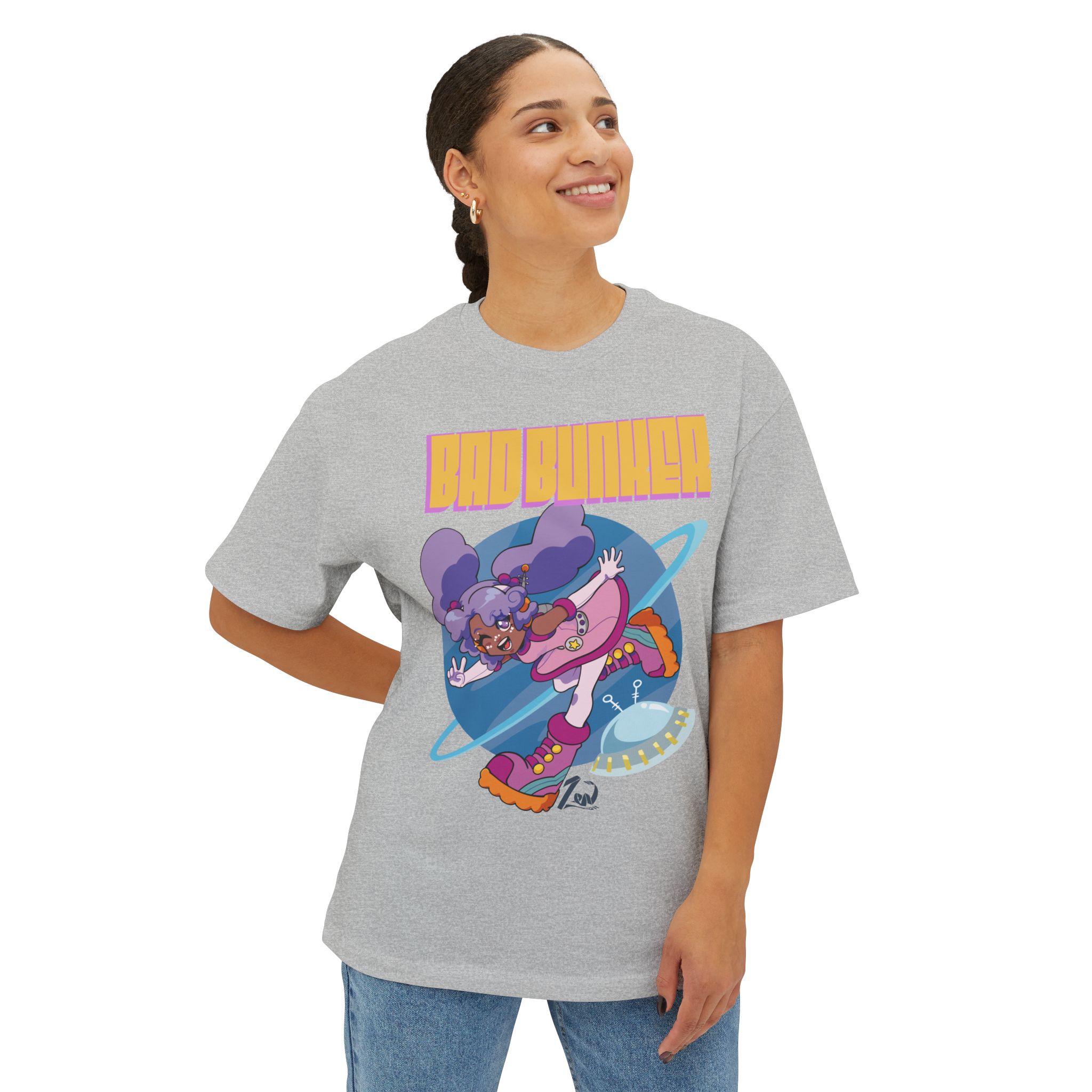 Bad Bunker Saturn Girl - Unisex Oversized Boxy Tee - Image 31