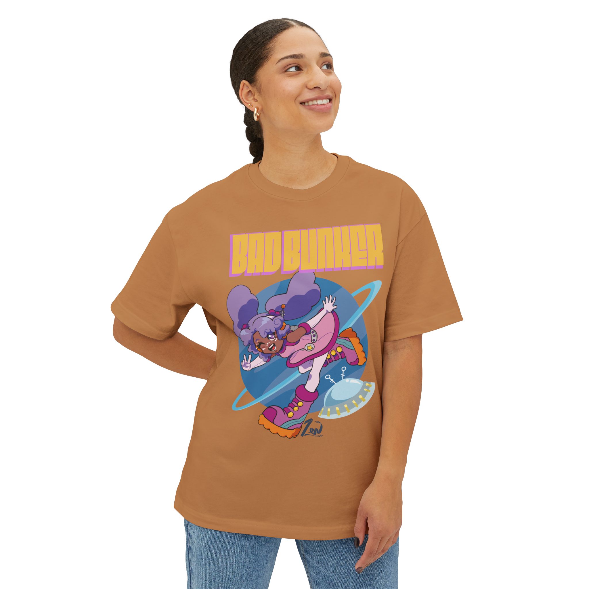 Bad Bunker Saturn Girl - Unisex Oversized Boxy Tee - Image 19