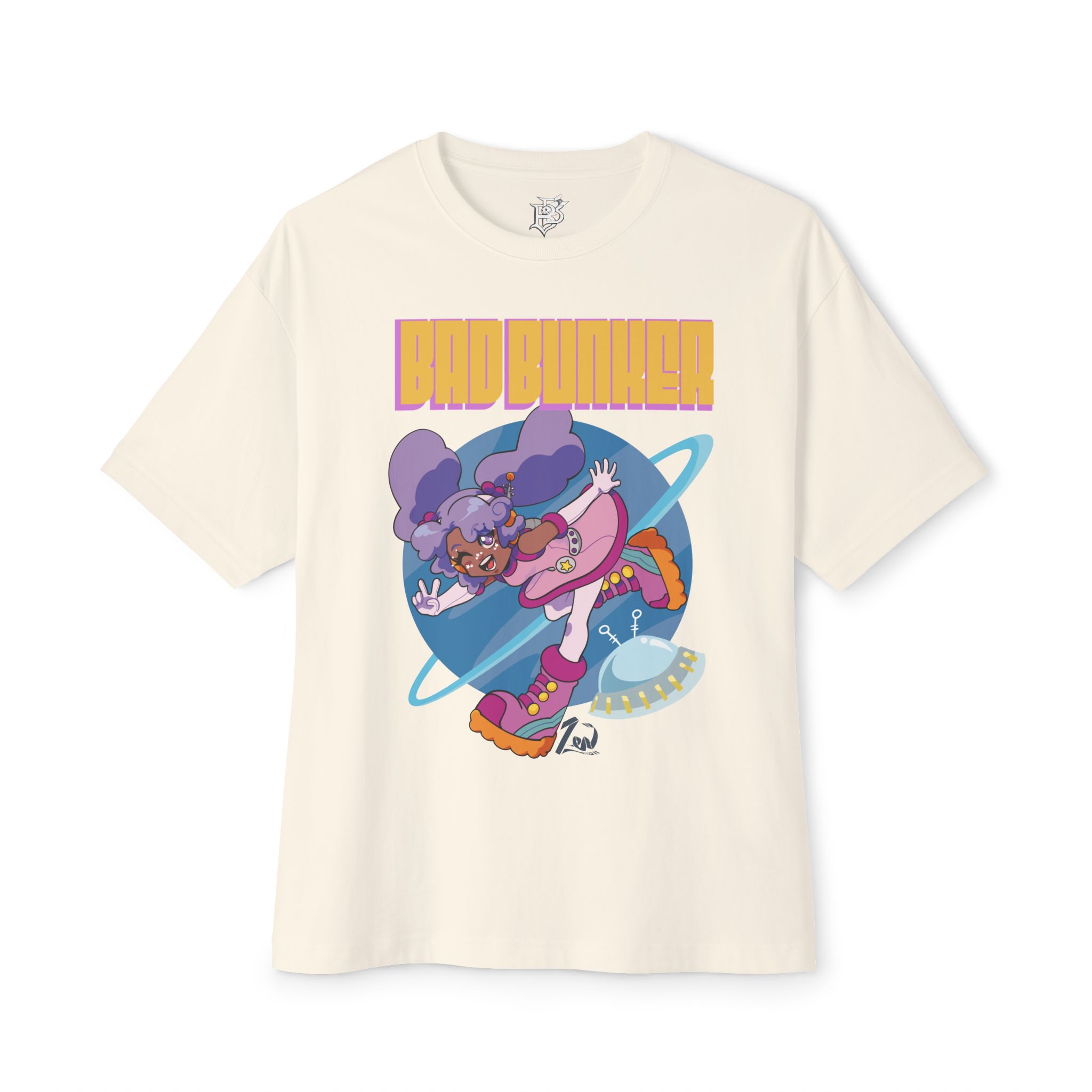 Bad Bunker Saturn Girl - Unisex Oversized Boxy Tee - Image 13